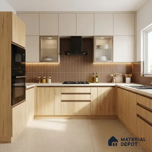 Wooden Look LM 01484 Ivory Glow 8 ft x 4 ft Suede Finish Decorative Laminate - 1 mm  | Suitable for TV Unit, Wardrobe, Kitchen Cabinets