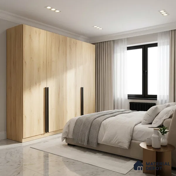 Wooden Look LM 01484 Ivory Glow 8 ft x 4 ft Suede Finish Decorative Laminate - 1 mm  | Suitable for TV Unit, Wardrobe, Kitchen Cabinets