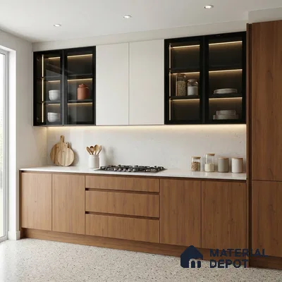 Wooden Look LM 01487 Rustic Bark 8 ft x 4 ft Suede Finish Decorative Laminate - 1 mm  | Suitable for TV Unit, Wardrobe, Kitchen Cabinets
