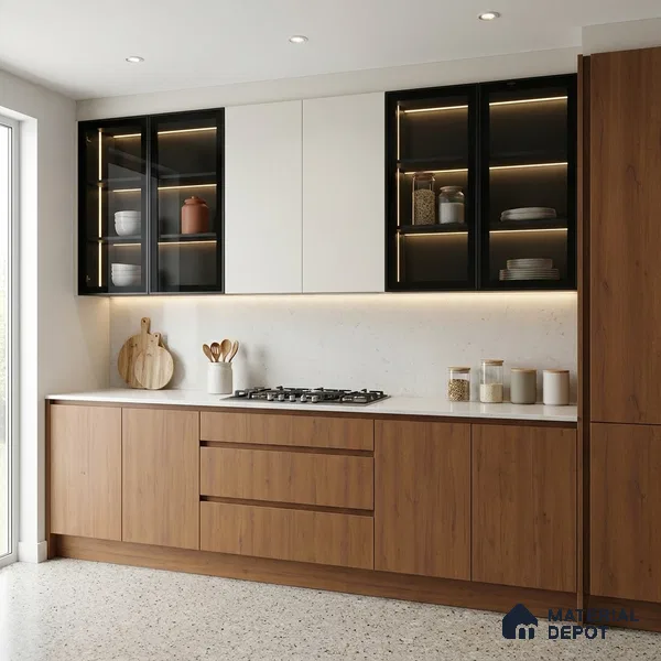 Wooden Look LM 01487 Rustic Bark 8 ft x 4 ft Suede Finish Decorative Laminate - 1 mm  | Suitable for TV Unit, Wardrobe, Kitchen Cabinets