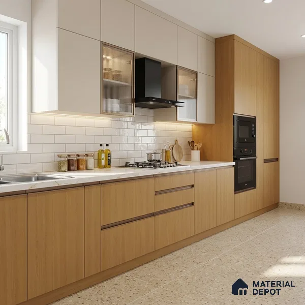 Wooden Look LM 01493 Blast Cedar Yoko 8 ft x 4 ft Suede Finish Decorative Laminate - 1 mm | Suitable for TV Unit, Wardrobe, Kitchen Cabinets