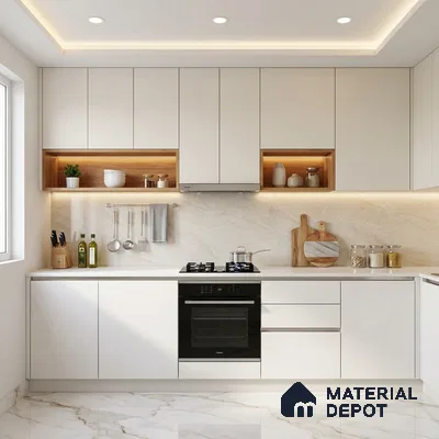 LM 01502 Nickel Bright White 8 ft x 4 ft Suede Finish Decorative Laminate - 1 mm  | Suitable for Living Room, Kitchen, Office