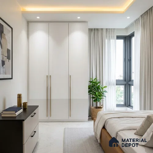 LM 01502 Nickel Bright White 8 ft x 4 ft Suede Finish Decorative Laminate - 1 mm | Suitable for Living Room, Kitchen, Office