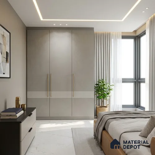 LM 01503 Dust 8 ft x 4 ft Suede Finish Decorative Laminate - 1 mm  | Suitable for Living Room, Kitchen, Office
