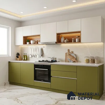 LM 01513 Olive 8 ft x 4 ft Suede Finish Decorative Laminate - 1 mm  | Suitable for Living Room, Kitchen, Office