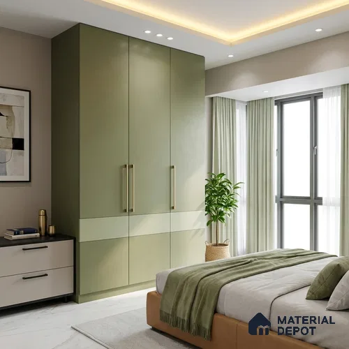 LM 01513 Olive 8 ft x 4 ft Suede Finish Decorative Laminate - 1 mm | Suitable for Living Room, Kitchen, Office