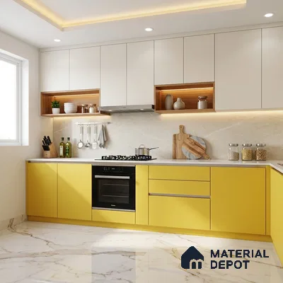 LM 01514 Lime Yellow 8 ft x 4 ft Suede Finish Decorative Laminate - 1 mm  | Suitable for Living Room, Kitchen, Office