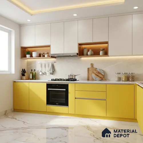 LM 01514 Lime Yellow 8 ft x 4 ft Suede Finish Decorative Laminate - 1 mm | Suitable for Living Room, Kitchen, Office