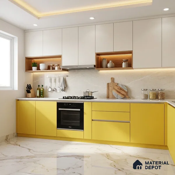 LM 01514 Lime Yellow 8 ft x 4 ft Suede Finish Decorative Laminate - 1 mm | Suitable for Living Room, Kitchen, Office