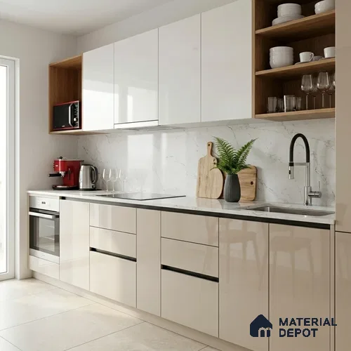 LM 01518 Frosty White 8 ft x 4 ft High Gloss Finish Decorative Laminate - 1 mm  | Suitable for Living Room, Kitchen, Office