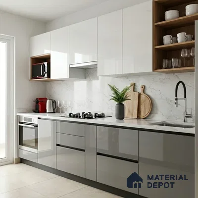 LM 01520 Dust 8 ft x 4 ft High Gloss Finish Decorative Laminate - 1 mm  | Suitable for Living Room, Kitchen, Office
