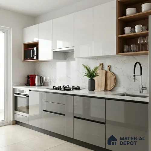 LM 01520 Dust 8 ft x 4 ft High Gloss Finish Decorative Laminate - 1 mm | Suitable for Living Room, Kitchen, Office