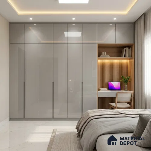 LM 01520 Dust 8 ft x 4 ft High Gloss Finish Decorative Laminate - 1 mm  | Suitable for Living Room, Kitchen, Office