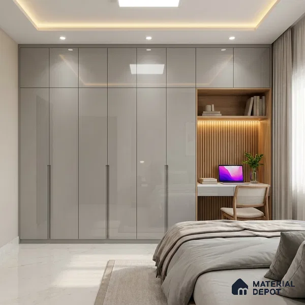 LM 01520 Dust 8 ft x 4 ft High Gloss Finish Decorative Laminate - 1 mm  | Suitable for Living Room, Kitchen, Office