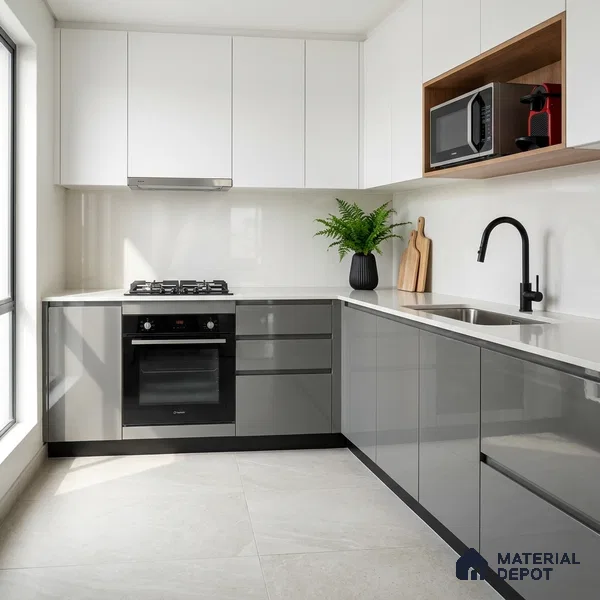 LM 01526 Mud Ash 8 ft x 4 ft High Gloss Finish Decorative Laminate - 1 mm  | Suitable for Living Room, Kitchen, Office