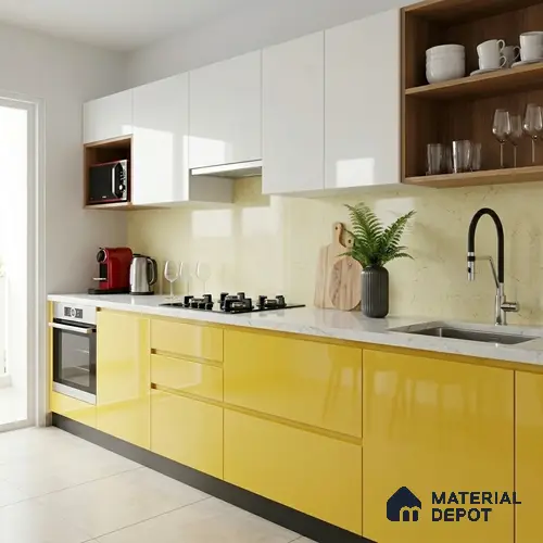 LM 01531 Lime Yellow 8 ft x 4 ft High Gloss Finish Decorative Laminate - 1 mm | Suitable for Living Room, Kitchen, Office