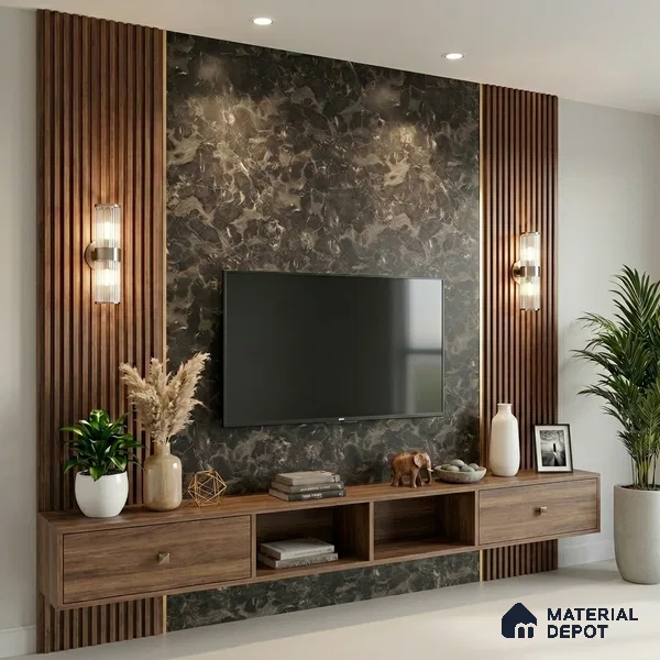 Marble Look LM 01619 Dynamic Calacatta 8 ft x 4 ft Texture Finish Decorative Laminate - 1 mm | Suitable for TV Unit, Wardrobe, Kitchen Cabinets