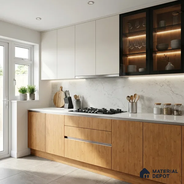 Wooden Look LM 01641 Soft Beech 8 ft x 4 ft Texture Finish Decorative Laminate - 1 mm | Suitable for TV Unit, Wardrobe, Kitchen Cabinets