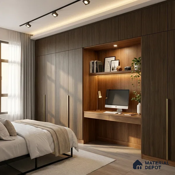 Wooden Look LM 01654 Deep Meranti 8 ft x 4 ft Texture Finish Decorative Laminate - 1 mm | Suitable for TV Unit, Wardrobe, Kitchen Cabinets