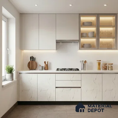 Marble Look LM 01680 Irish Carrara 8 ft x 4 ft Super Matte Finish Decorative Laminate - 1 mm | Suitable for TV Unit, Wardrobe, Kitchen Cabinets