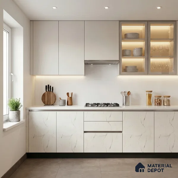 Marble Look LM 01680 Irish Carrara 8 ft x 4 ft Super Matte Finish Decorative Laminate - 1 mm | Suitable for TV Unit, Wardrobe, Kitchen Cabinets