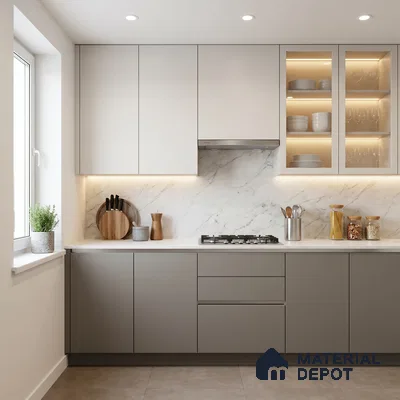 Solid Colors Look LM 01697 Light Warm Light Grey 8 ft x 4 ft Super Matte Finish Decorative Laminate - 1 mm | Suitable for Living Room, Kitchen, Office