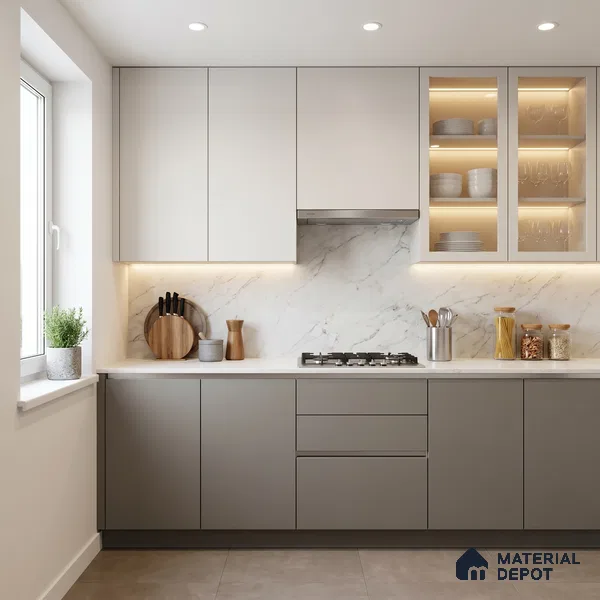 Solid Colors Look LM 01697 Light Warm Light Grey 8 ft x 4 ft Super Matte Finish Decorative Laminate - 1 mm | Suitable for Living Room, Kitchen, Office