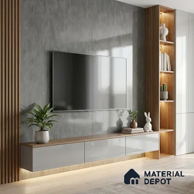 Stone Look LM 01702 Glossy Carrara 8 ft x 4 ft High Gloss Finish Decorative Laminate - 1 mm | Suitable for TV Unit, Wardrobe, Kitchen Cabinets