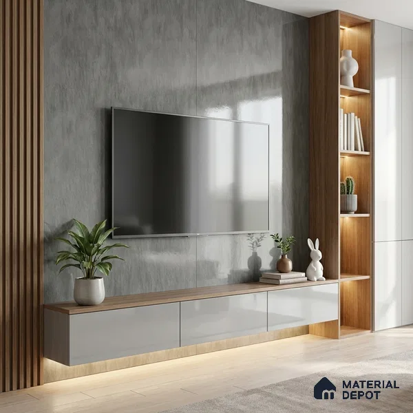 Stone Look LM 01702 Glossy Carrara 8 ft x 4 ft High Gloss Finish Decorative Laminate - 1 mm | Suitable for TV Unit, Wardrobe, Kitchen Cabinets