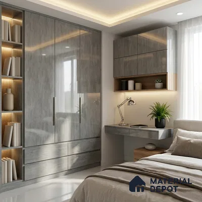 Stone Look LM 01702 Glossy Carrara 8 ft x 4 ft High Gloss Finish Decorative Laminate - 1 mm | Suitable for TV Unit, Wardrobe, Kitchen Cabinets