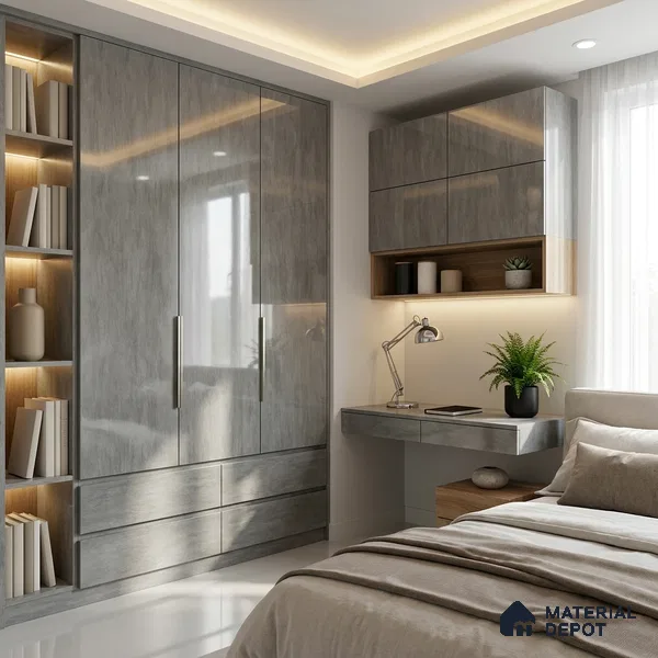 Stone Look LM 01702 Glossy Carrara 8 ft x 4 ft High Gloss Finish Decorative Laminate - 1 mm | Suitable for TV Unit, Wardrobe, Kitchen Cabinets