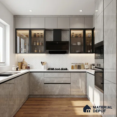 Marble Look LM 01706 Dull Calacatta 8 ft x 4 ft High Gloss Finish Decorative Laminate - 1 mm | Suitable for TV Unit, Wardrobe, Kitchen Cabinets