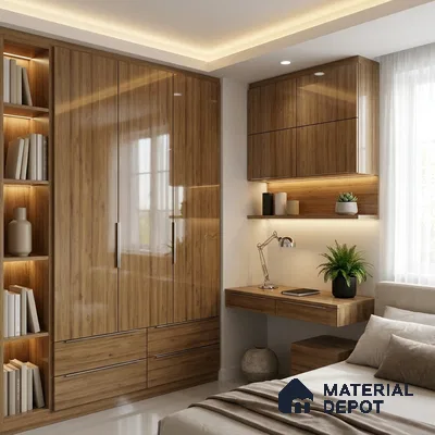 Wooden Look LM 01710 Malaysian Meranti 8 ft x 4 ft High Gloss Finish Decorative Laminate - 1 mm | Suitable for TV Unit, Wardrobe, Kitchen Cabinets