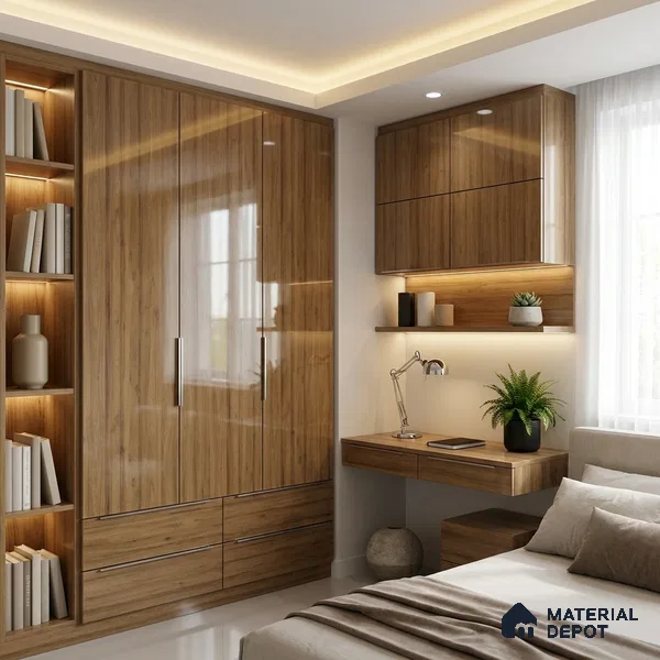 Wooden Look LM 01710 Malaysian Meranti 8 ft x 4 ft High Gloss Finish Decorative Laminate - 1 mm | Suitable for TV Unit, Wardrobe, Kitchen Cabinets