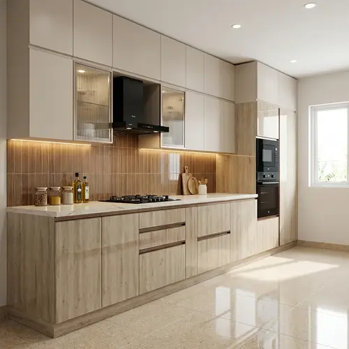 Wooden Look LM 01712 Indonesian Teak 8 ft x 4 ft High Gloss Finish Decorative Laminate - 1 mm | Suitable for TV Unit, Wardrobe, Kitchen Cabinets