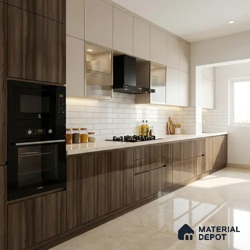 Wooden Look LM 01714 Dark Walnut 8 ft x 4 ft High Gloss Finish Decorative Laminate - 1 mm | Suitable for TV Unit, Wardrobe, Kitchen Cabinets