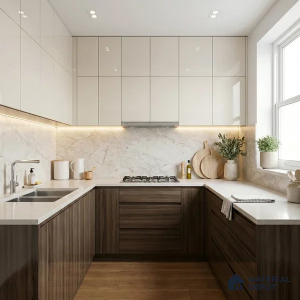 Wooden Look LM 01714 Dark Walnut 8 ft x 4 ft High Gloss Finish Decorative Laminate - 1 mm | Suitable for TV Unit, Wardrobe, Kitchen Cabinets