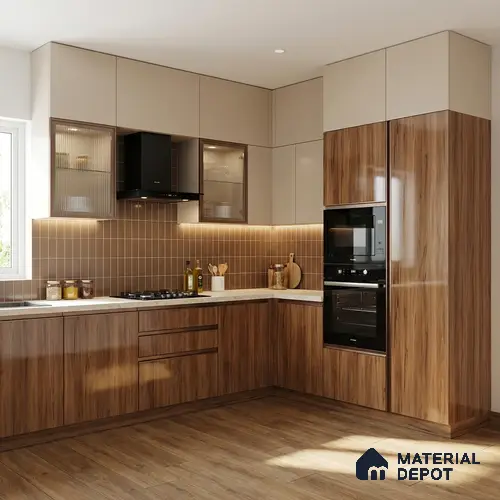 Wooden Look LM 01718 British Beech 8 ft x 4 ft High Gloss Finish Decorative Laminate - 1 mm | Suitable for TV Unit, Wardrobe, Kitchen Cabinets