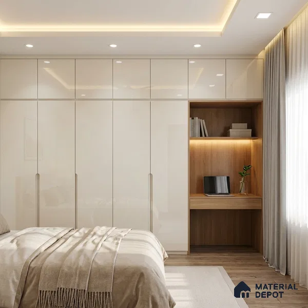 Solid Colors Look LM 01721 Off White 8 ft x 4 ft High Gloss Finish Decorative Laminate - 1 mm | Suitable for Living Room, Kitchen, Office