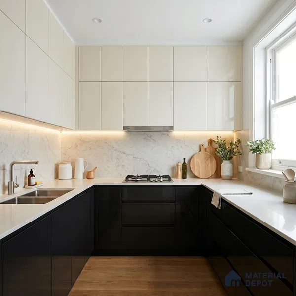 Solid Colors Look LM 01722 Jet Black 8 ft x 4 ft High Gloss Finish Decorative Laminate - 1 mm | Suitable for Living Room, Kitchen, Office