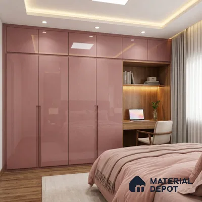 Solid Colors Look LM 01731 Rose Wood Rosewood Pink 8 ft x 4 ft High Gloss Finish Decorative Laminate - 1 mm | Suitable for Living Room, Kitchen, Office