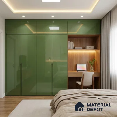 Solid Colors Look LM 01733 Parrot Green 8 ft x 4 ft High Gloss Finish Decorative Laminate - 1 mm | Suitable for Living Room, Kitchen, Office