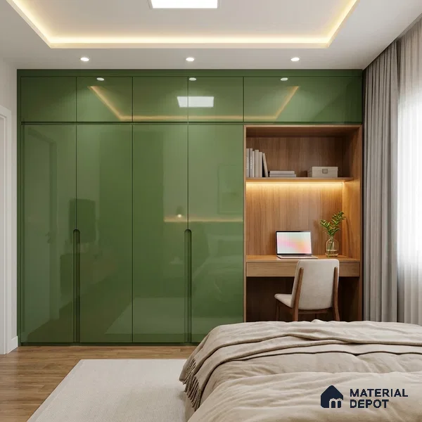 Solid Colors Look LM 01733 Parrot Green 8 ft x 4 ft High Gloss Finish Decorative Laminate - 1 mm | Suitable for Living Room, Kitchen, Office