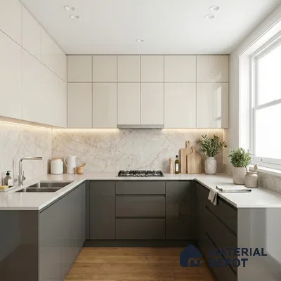 Solid Colors Look LM 01734 Storm Grey 8 ft x 4 ft High Gloss Finish Decorative Laminate - 1 mm | Suitable for Living Room, Kitchen, Office