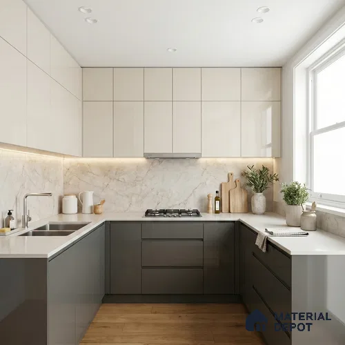 Solid Colors Look LM 01734 Storm Grey 8 ft x 4 ft High Gloss Finish Decorative Laminate - 1 mm | Suitable for Living Room, Kitchen, Office