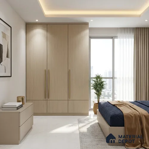 Wooden Look LM 01741 Soft Mahogany 8 ft x 4 ft Suede Finish Decorative Laminate - 1 mm | Suitable for TV Unit, Wardrobe, Kitchen Cabinets