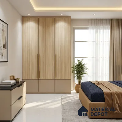 Wooden Look LM 01744 Soft Spruce 8 ft x 4 ft Suede Finish Decorative Laminate - 1 mm | Suitable for TV Unit, Wardrobe, Kitchen Cabinets