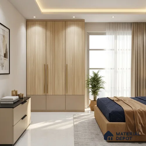 Wooden Look LM 01744 Soft Spruce 8 ft x 4 ft Suede Finish Decorative Laminate - 1 mm | Suitable for TV Unit, Wardrobe, Kitchen Cabinets