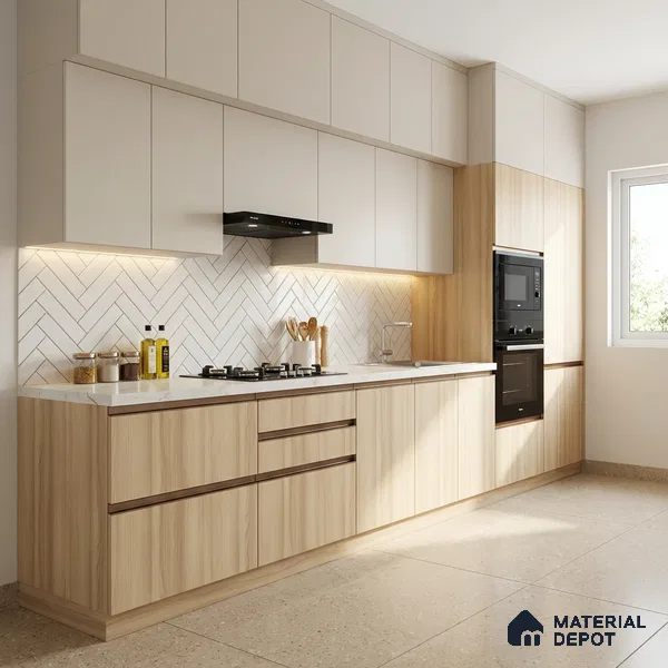 Wooden Look LM 01744 Soft Spruce 8 ft x 4 ft Suede Finish Decorative Laminate - 1 mm | Suitable for TV Unit, Wardrobe, Kitchen Cabinets