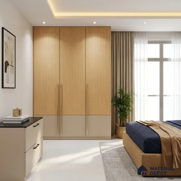 Wooden Look LM 01747 Dense Teakwood 8 ft x 4 ft Suede Finish Decorative Laminate - 1 mm | Suitable for TV Unit, Wardrobe, Kitchen Cabinets